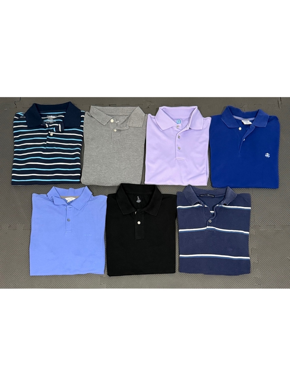 Bundle of 7 Men's Size Small Short Sleeve Polo Shirts in Various Colors & Brands